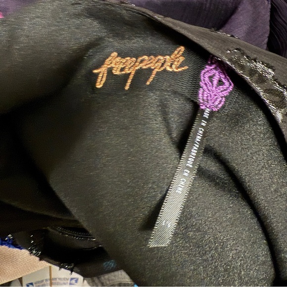 Free People Lotus Pond Purple Black Beaded Dress Sz L - Picture 9 of 12